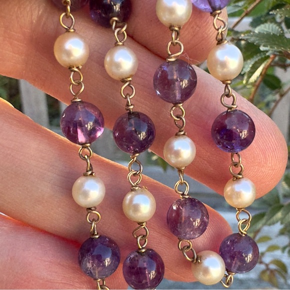 14k Amethyst & Pearl collarNecklace